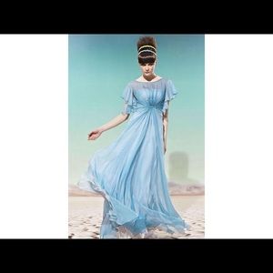 Blue chiffon beaded dress